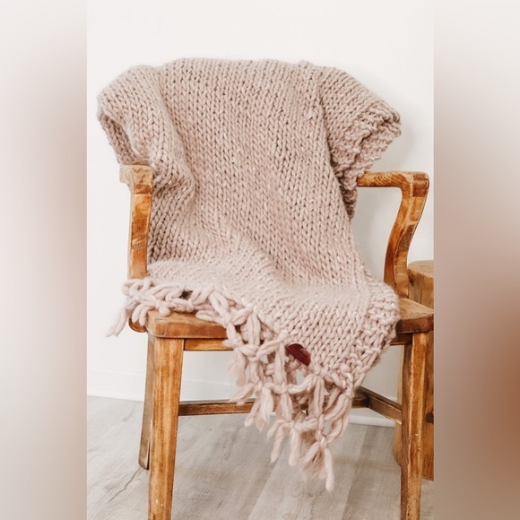 Wool Handmade Knitted Blanket - 60x48 - Color - Latte - Picture 5 of 5